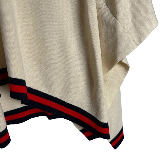 Tuckernuck Camden Ivory Striped V-Neck Soft Knit Poncho Cape Sweater One Size - Picture 9 of 15